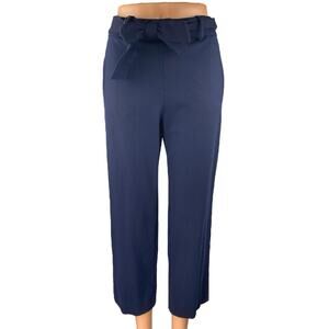 Bar III Womens Navy Blue Belted High Waisted Trousers Cropped Dress Pants Size M